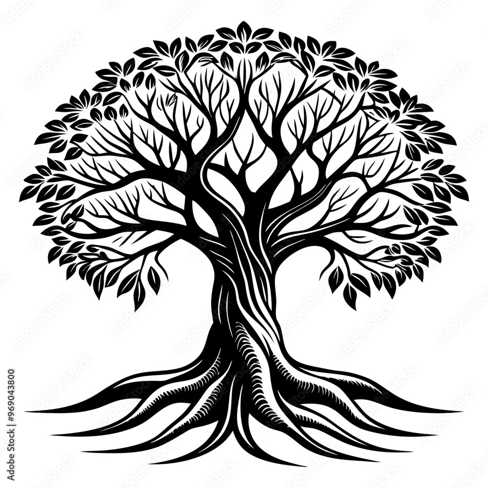 Obraz premium single tree line art vector. hand drawing line black and white tree