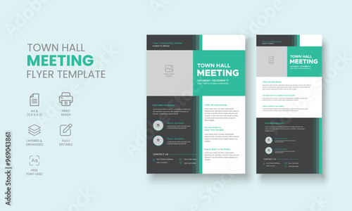 Town Hall Meeting Flyer Templates,Town Hall DL Flyer, City Hall Flyer and Poster, Roll up banner