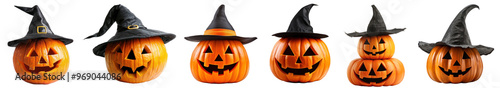 Halloween pumpkin png cut out element set