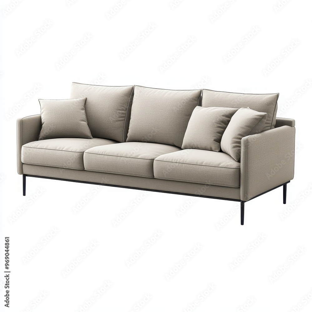 A modern, light beige sofa with plush cushions, ideal for stylish living spaces. A modern, light beige sofa with plush cushions, ideal for stylish living spaces.