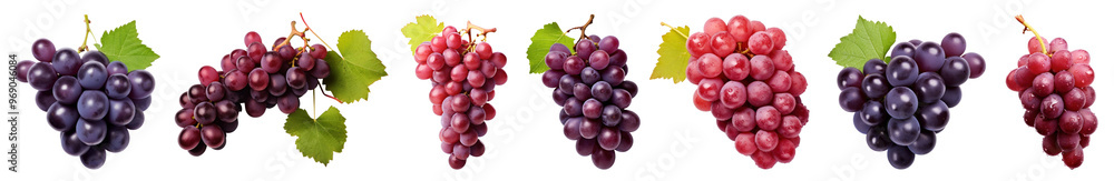 Grapes fruit png cut out element set Grapes fruit png cut out element set