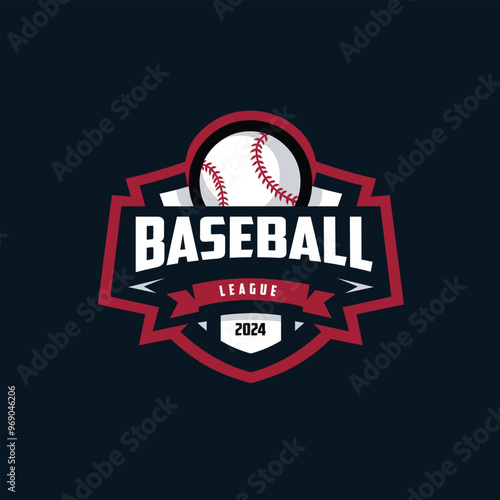 Premium Baseball League 2024 Emblem Logo Vector Isolated. Best for baseball sport logo vector