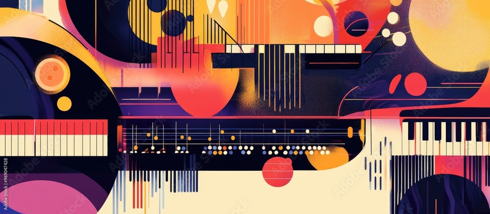 Obraz premium Abstract illustration of a musical instrument for sound creation