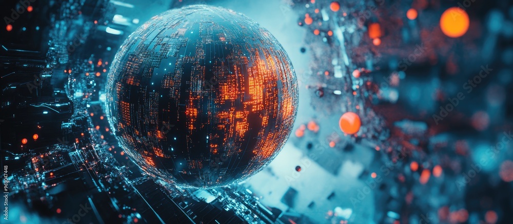 Obraz premium Abstract 3D rendered globe background with a technological theme