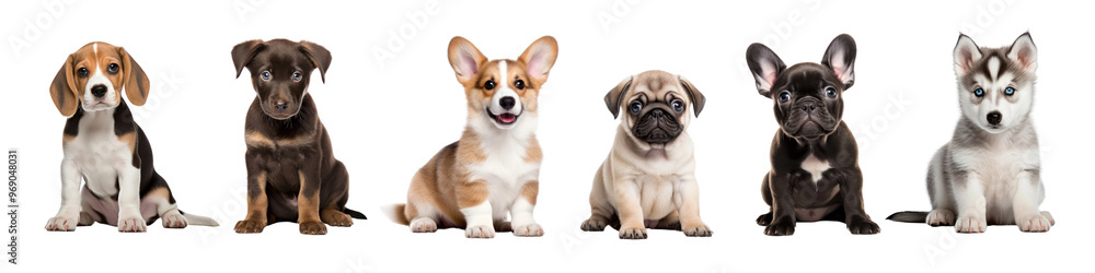 Sitting dog png cut out element set Sitting dog png cut out element set