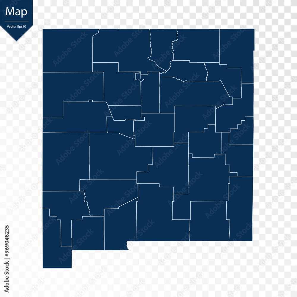 Obraz premium Transparent - High Detailed Blue Map of New Mexico. Vector eps10. 