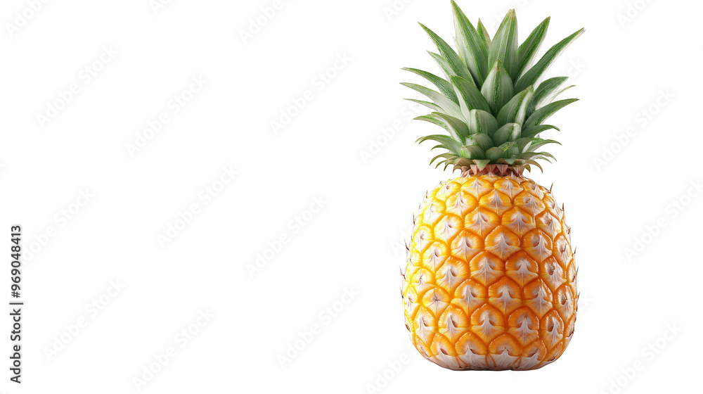 Ripe Pineapple with Green Leaves on Abstract Background Ripe Pineapple with Green Leaves on Abstract Background