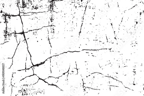 A vintage-inspired black and white grunge design featuring the cracked texture of old paper combined with the rough surface of a concrete wall. The background showcases deep cracks and scratches, givi