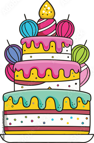 Colour Birthday Cake vector 
