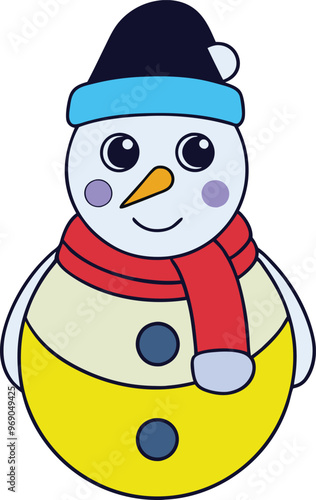 christmas snowman colour vector