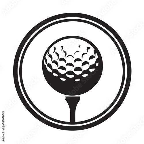Golf ball illustration. Golf ball logo icon isolated on white background