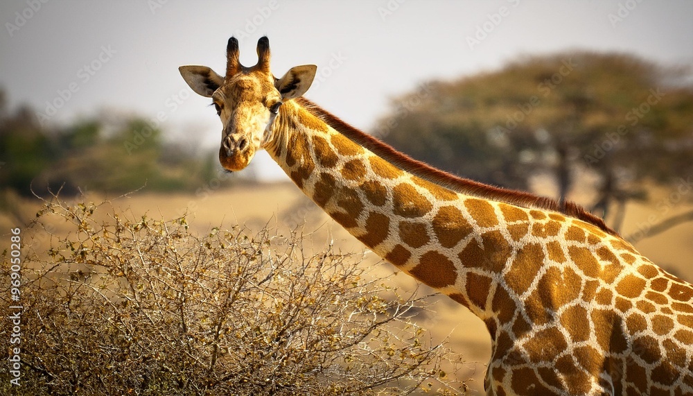 Obraz premium Sleek gold giraffe with patterned spots