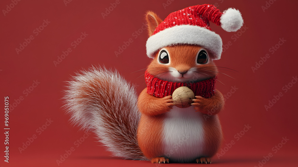 Christmas Squirrel Holding Nut. Christmas Squirrel Holding Nut.