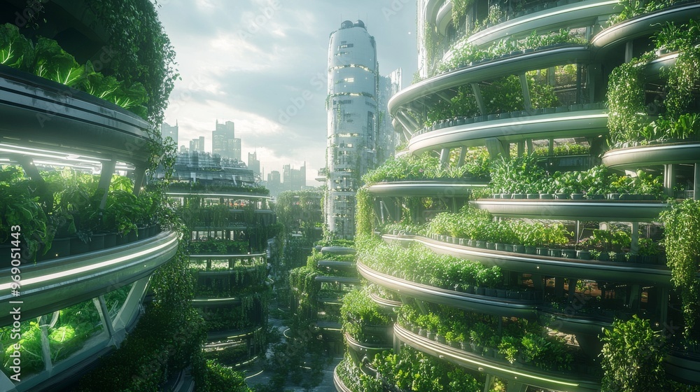 Futuristic AI-Powered Urban Farming with Vertical Gardens: A futuristic ...