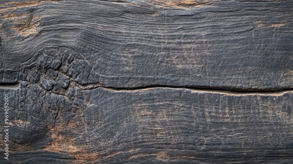 Textured blackened wood surface with natural grain and cracks. Textured blackened wood surface with natural grain and cracks.