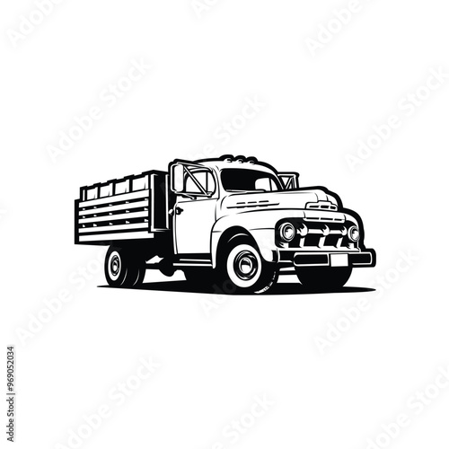 Premium Classic Farm Truck Vector Isolated. Best for Vintage Automotive Illustration