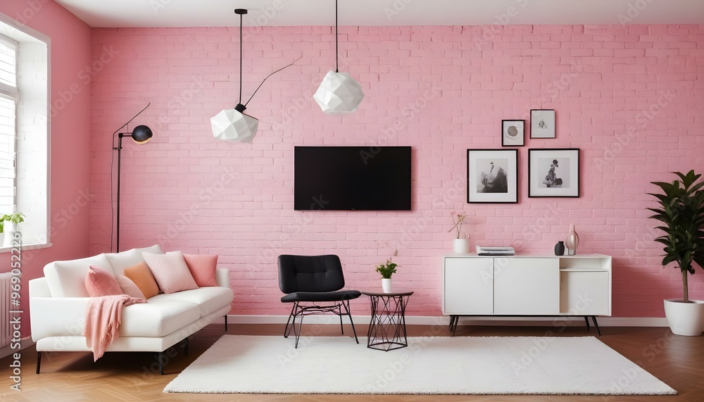 Photo modern style interior room 3d illustration Interior frame living room with colorful white sofa,led with blank frame Photo modern style interior room 3d illustration Interior frame living room with colorful white sofa,led with blank frame