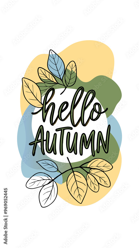 banner design of the word hello autumn on the background of autumn, with elements of colorful leaves, illustration for poster, banner, calendar or greeting card, greeting, autumn background banner design of the word hello autumn on the background of autumn, with elements of colorful leaves, illustration for poster, banner, calendar or greeting card, greeting, autumn background