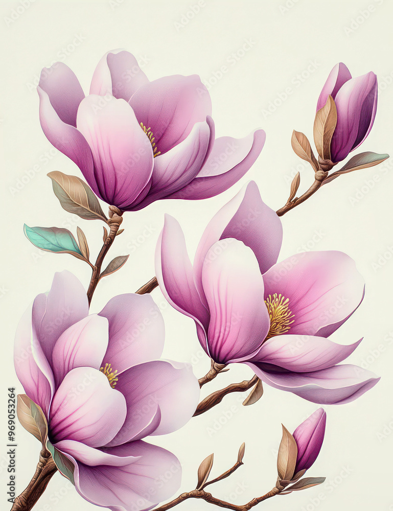 Fototapeta premium Beautiful decorative magnolia flowers background
