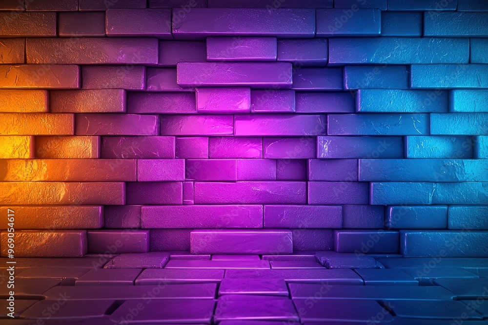 A vibrant illuminated wall in gradient hues of blue and purple, perfect for creative backgrounds and artistic projects. A vibrant illuminated wall in gradient hues of blue and purple, perfect for creative backgrounds and artistic projects.