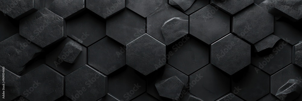 Abstract Pattern of Black Hexagonal Shapes Abstract Pattern of Black Hexagonal Shapes
