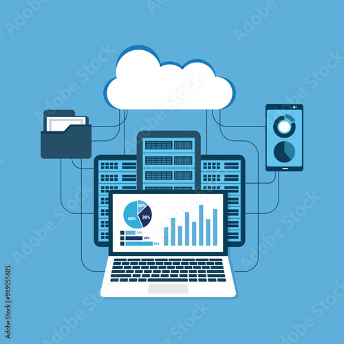 Analysis data server computer network concept