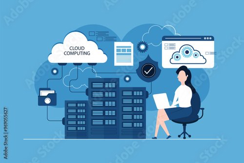 Business technology cloud storage and cloud server service concept