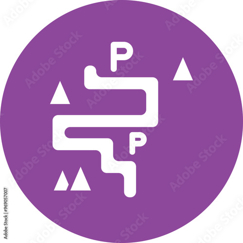 Ski Trail Map glyph circle icon