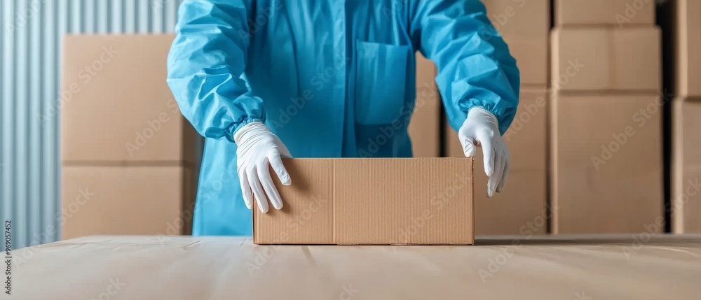 Package Inspector Inspector checking packaging for damage before products are shipped ...