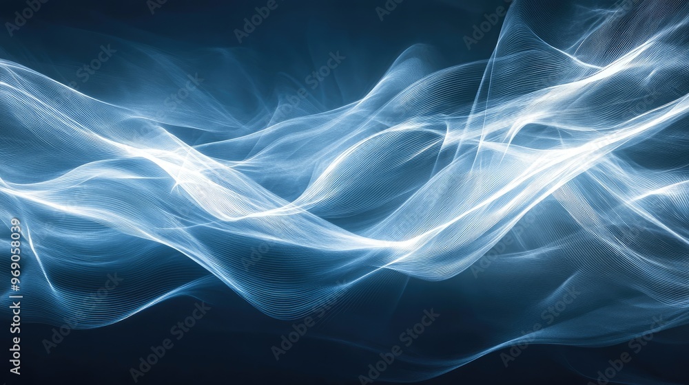 Ultra-wide background image with smooth flowing waves and glowing transparent white lines, creating a dynamic, futuristic look Ultra-wide background image with smooth flowing waves and glowing transparent white lines, creating a dynamic, futuristic look