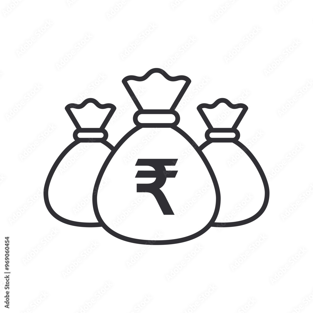 Money bag with rupee icon. Money bag icon. Income growth. Business and finance. Rupee sign. Cash icon. Money icon. Cash back. Investment. Cartoon money bag. Bag of coins. Financial savings. Payment Money bag with rupee icon. Money bag icon. Income growth. Business and finance. Rupee sign. Cash icon. Money icon. Cash back. Investment. Cartoon money bag. Bag of coins. Financial savings. Payment