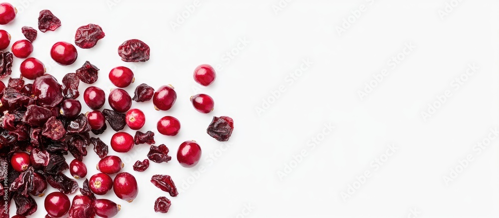 Dried Cranberries Against a White Background. with copy space image. Place for adding text or design Dried Cranberries Against a White Background. with copy space image. Place for adding text or design