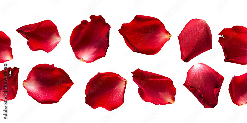 Collection of Red Rose Petals Isolated Collection of Red Rose Petals Isolated