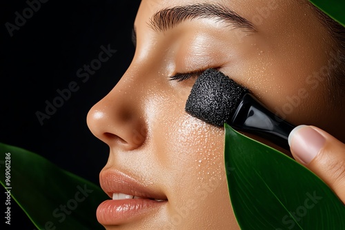 Acne face scrub being used to gently exfoliate the skin, highlighting its ability to clear clogged pores photo