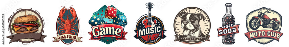 Fototapeta premium Vintage badge logo png cut out element set