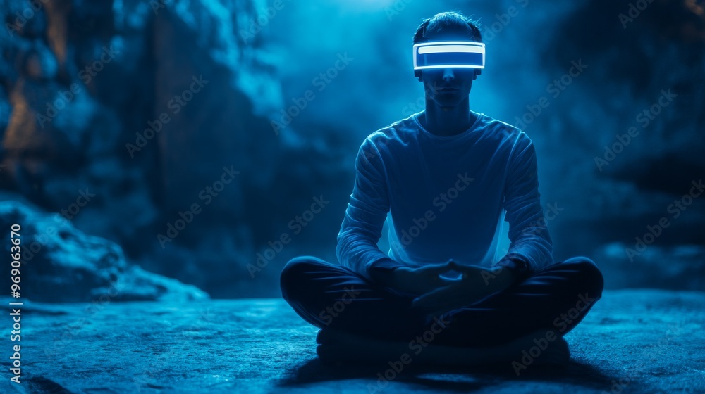 Futuristic AI-powered wearable technology monitoring stress and providing relaxation tips: Devices using AI to track stress levels and offer calming techniques like breathing exercises. Futuristic AI-powered wearable technology monitoring stress and providing relaxation tips: Devices using AI to track stress levels and offer calming techniques like breathing exercises.