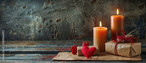 Blank letter with candles a...
