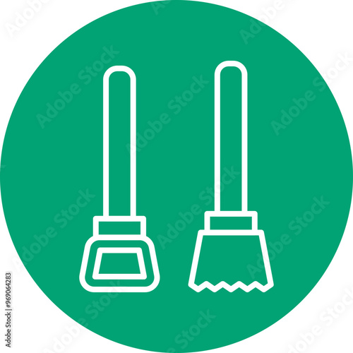 Cleaning tools line circle icon