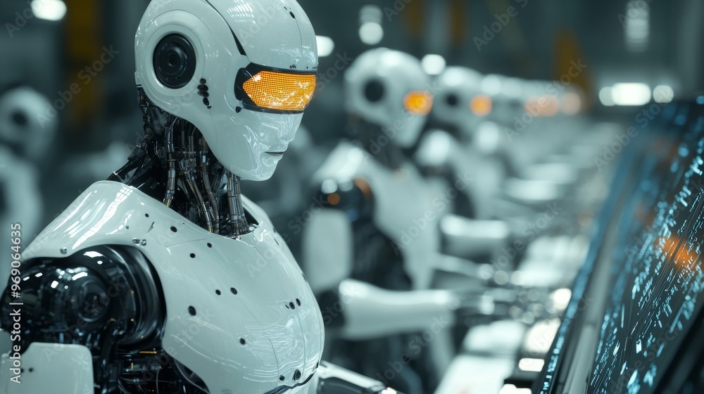Autonomous AI-powered factories: A high-tech factory entirely operated by robotic systems. Autonomous AI-powered factories: A high-tech factory entirely operated by robotic systems.
