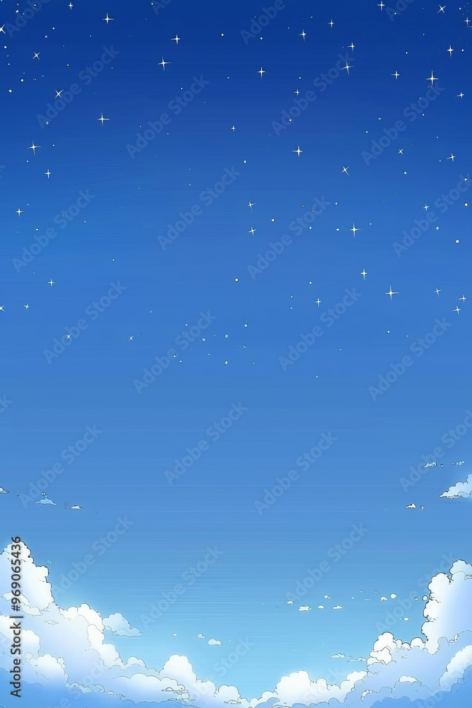 Fototapeta premium Expansive, Bright Blue Sky with Delicate Clouds Encircling the Horizon, A Serene Daytime Vista
