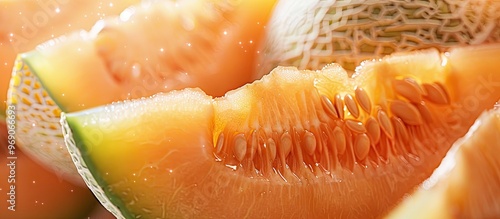 Three fresh cantaloupe melo...