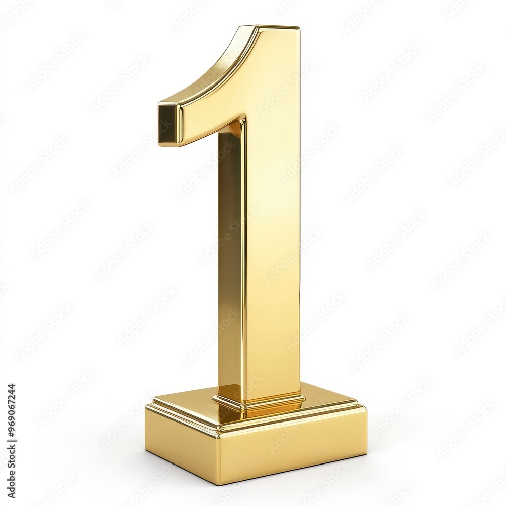 A shiny gold trophy shaped like the number one, symbolizing achievement and success.