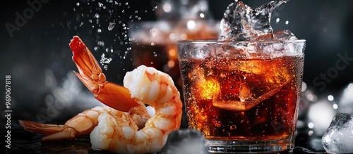 Shot drinks alongside shrim...