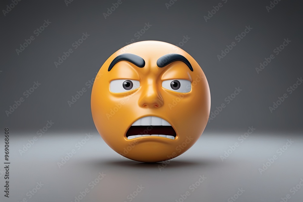 Fototapeta premium Appalled Face Emoji Expressing Astonishment in 3D Rendering