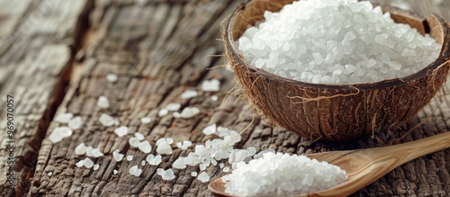 Sea salt in a coconut shell...