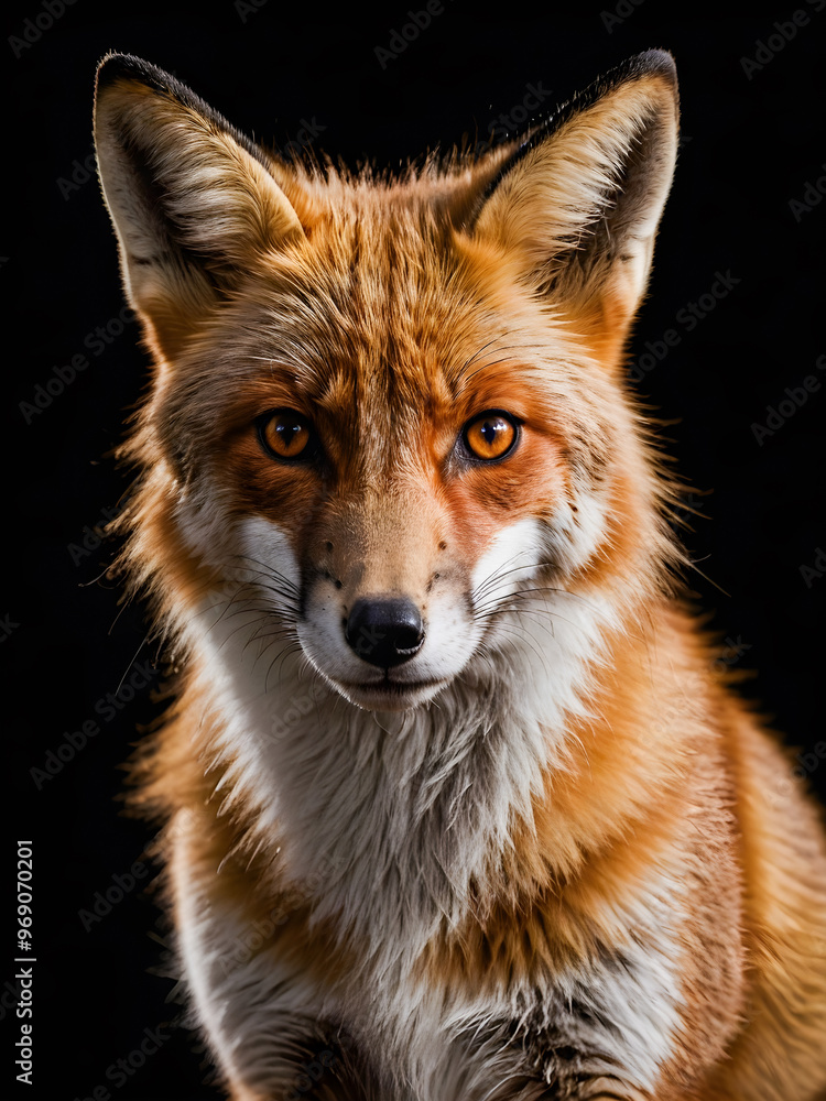 portrait of a red fox on a black background in the studio portrait of a red fox on a black background in the studio