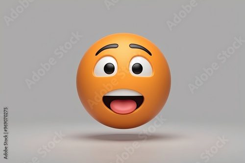 Three-Dimensional Flabbergasted Face Emoji with Astonishing Expression photo