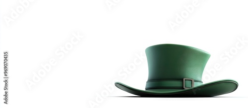 A leprechaun hat for St Patrick s Day An Irish green hat set against a white background. with copy space image. Place for adding text or design photo