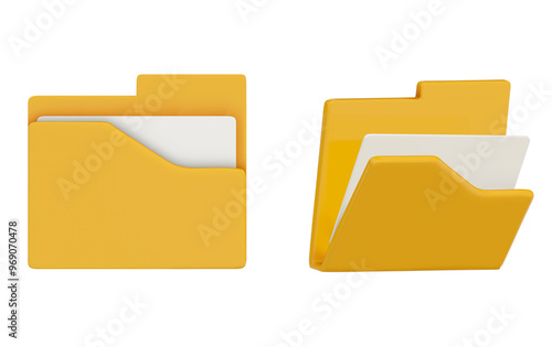Folder 3d icon on png transparent background.