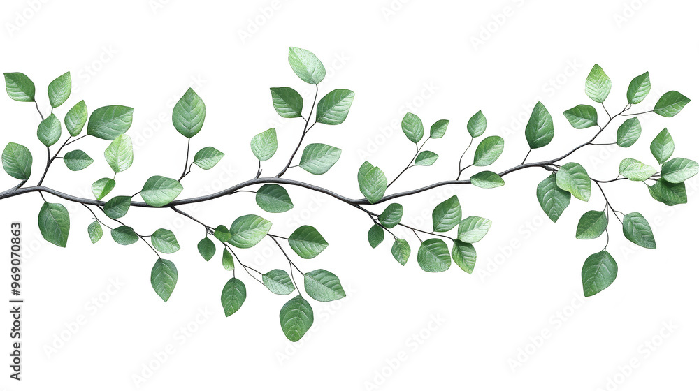 Green Leaves Branch Growing Over Abstract Pattern Green Leaves Branch Growing Over Abstract Pattern